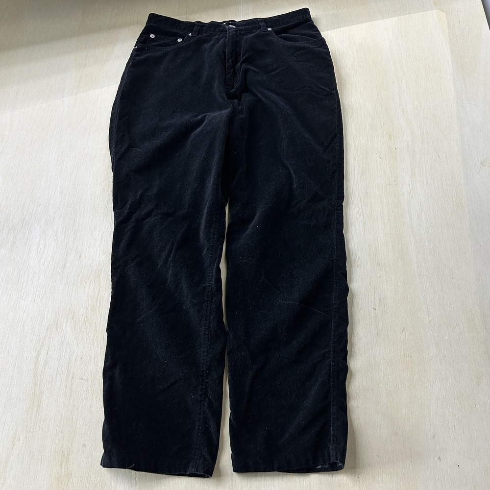 Vintage Faded Glory Khakis Pants Womens 12 Black Corduroy Regular Fit Casual